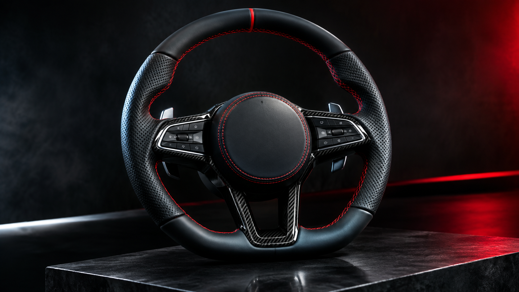 Finished custom leather steering wheel