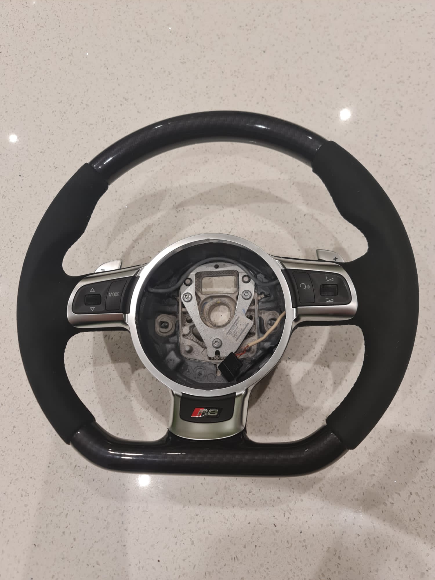 Audi R8 Alcantara steering wheel restoration by Pride Car Customs