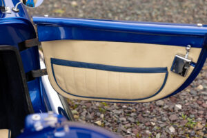 Cream and blue cobra door card